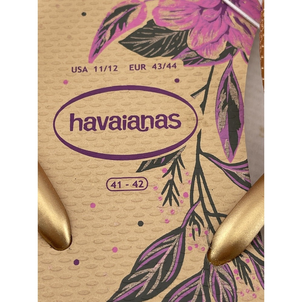 HAVAIANAS Beige Gold Floral SANDALS FLIP FLOPS WOMEN SIZE‎ 11/12 - Picture 4 of 6